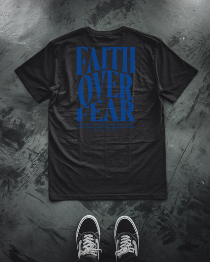 Camiseta Oversized Faith Over Fear Azul