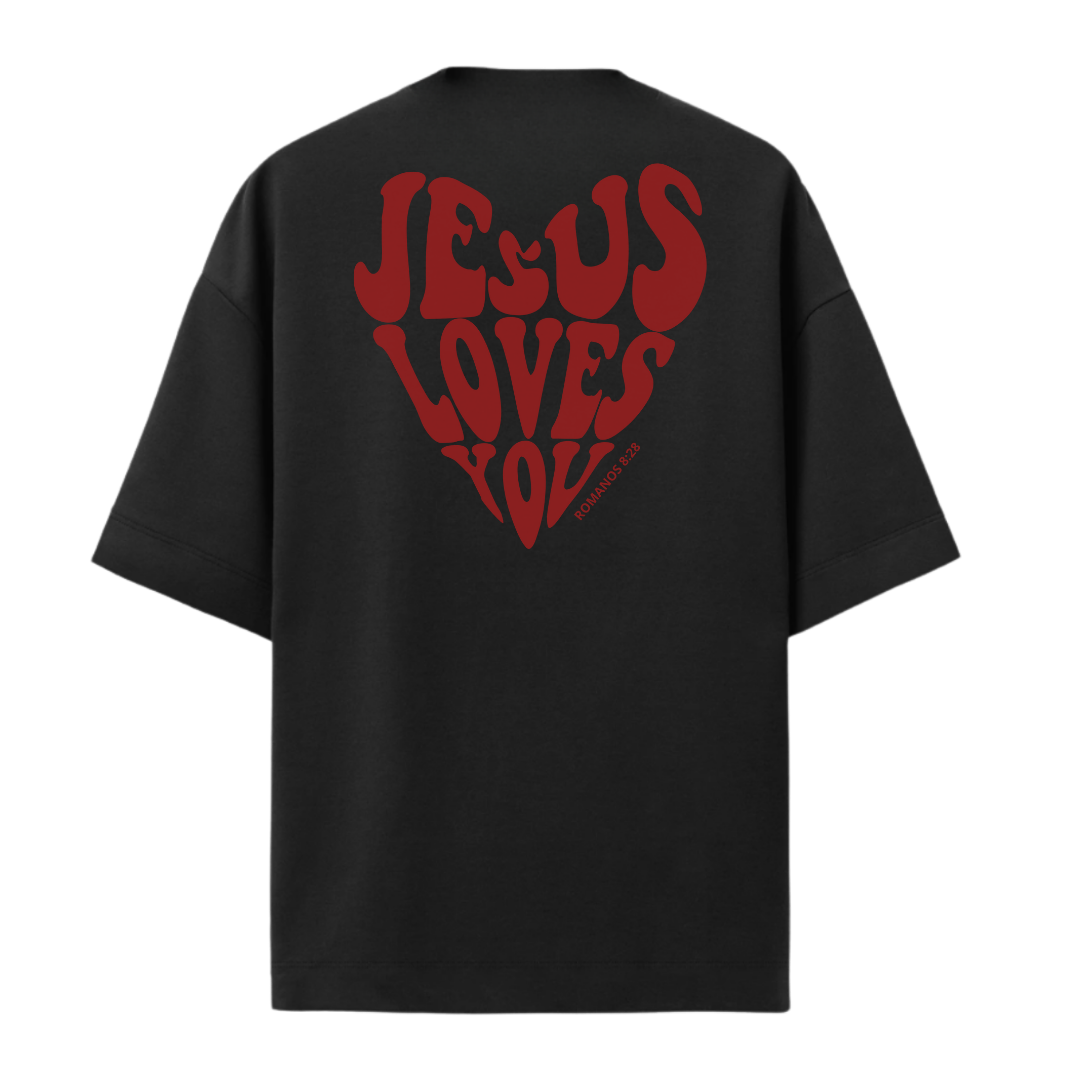 Camiseta Oversized Jesus Love You Vermelho