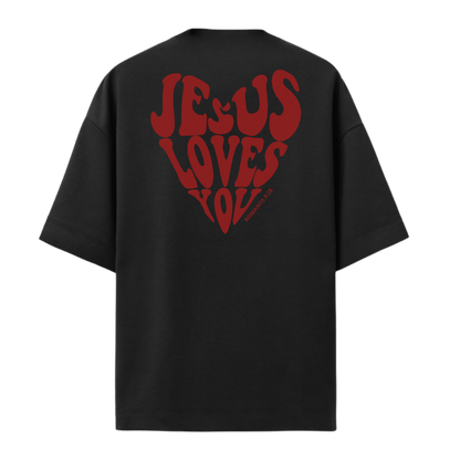 Camiseta Oversized Jesus Love You Vermelho