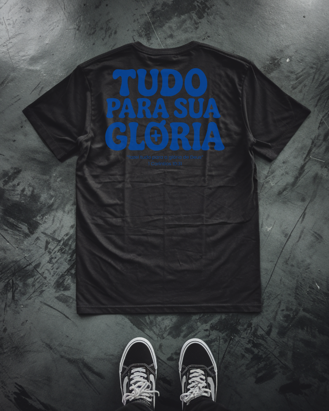 Camiseta Oversized Tudo para sua Glória Azul