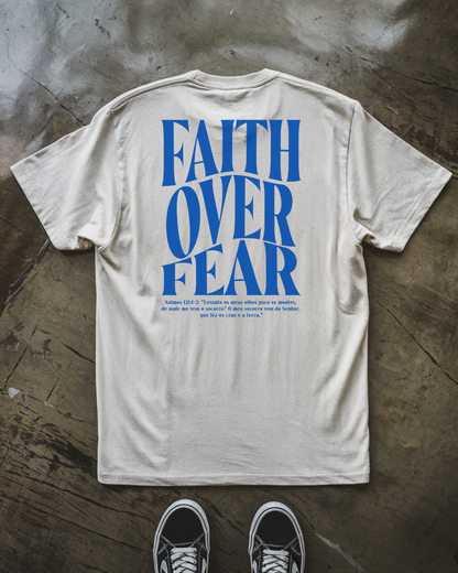 Camiseta Oversized Faith Over Fear Azul