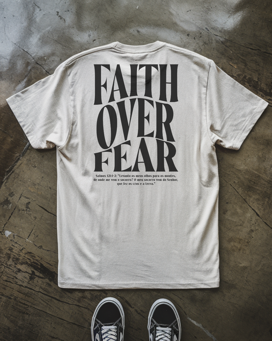 Camiseta Oversized Faith Over Fear Preto/Branco