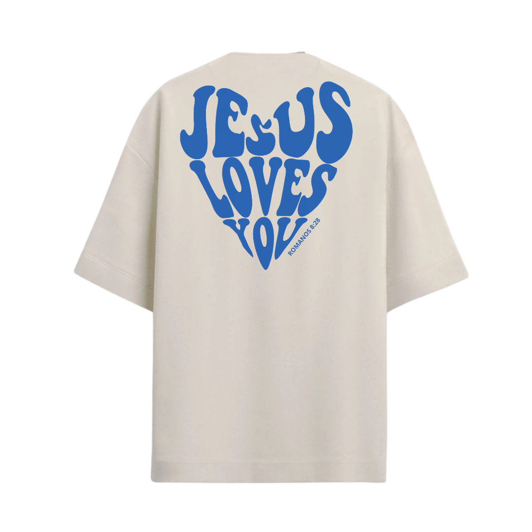 Camiseta Oversized Jesus Love You Azul