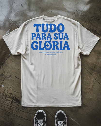 Camiseta Oversized Tudo para sua Glória Azul