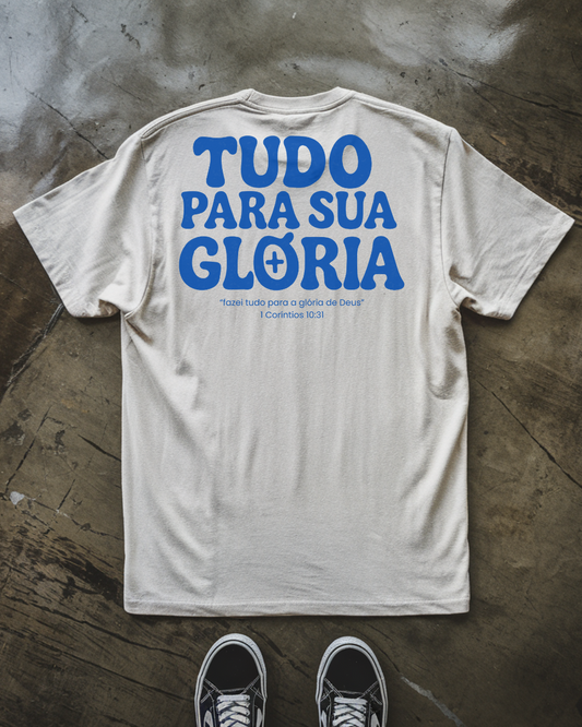 Camiseta Oversized Tudo para sua Glória Azul