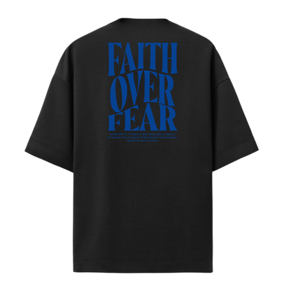 Camiseta Oversized Faith Over Fear Azul