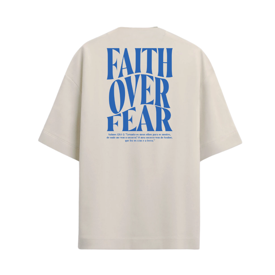 Camiseta Oversized Faith Over Fear Azul