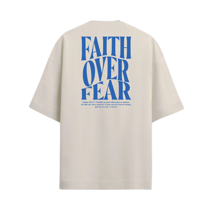 Camiseta Oversized Faith Over Fear Azul