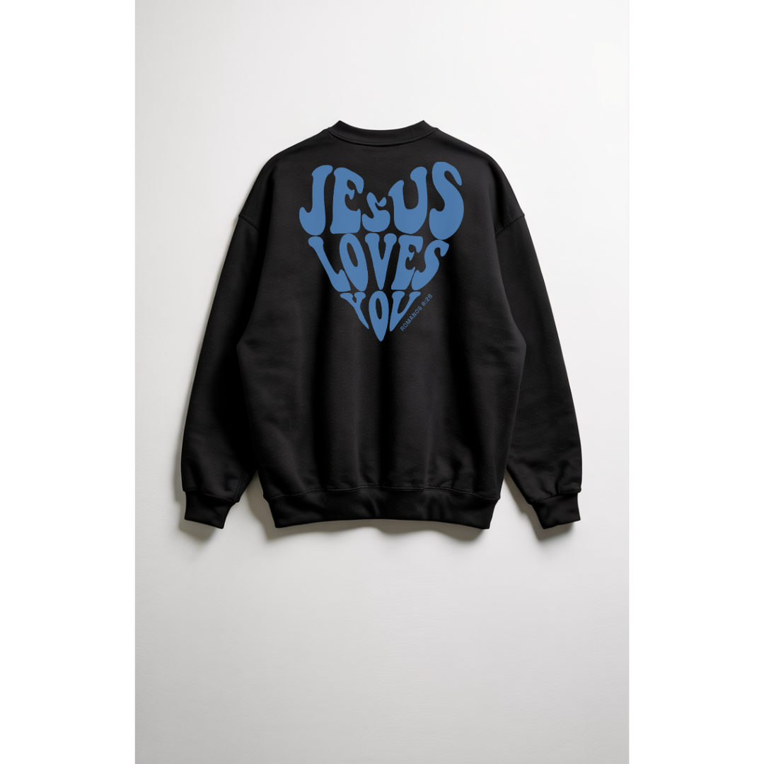 Moletom Sem Capuz Jesus Love You Azul