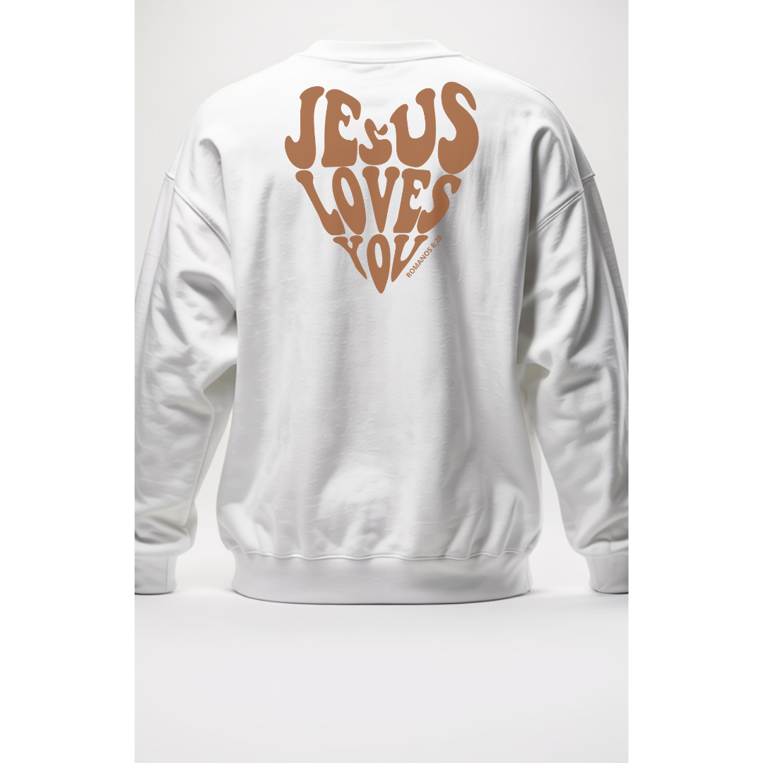 Moletom Sem Capuz Jesus Love You Marrom