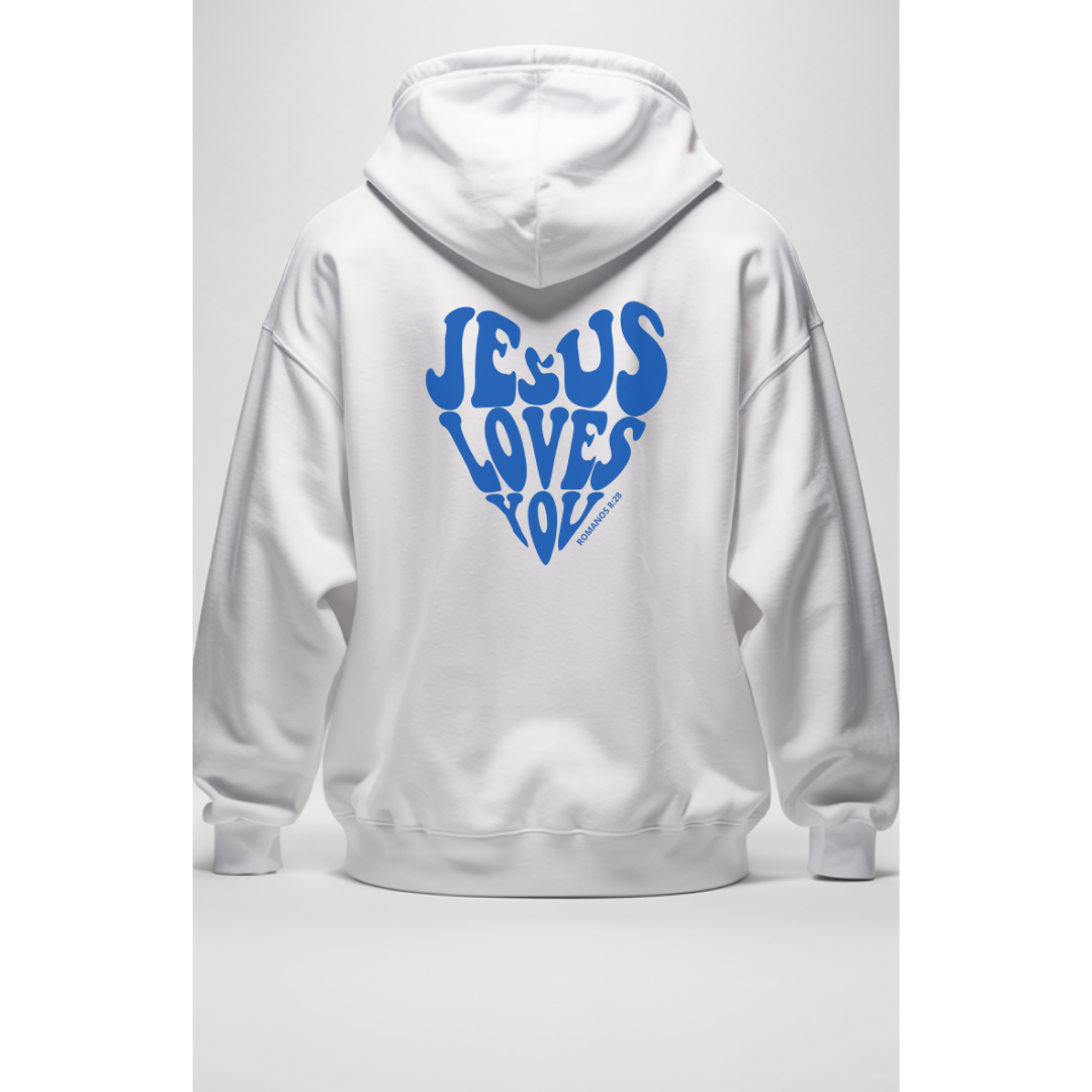 Moletom Com Capuz Jesus Love You Azul