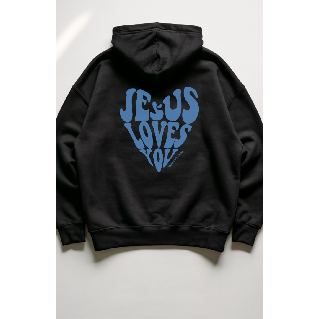 Moletom Com Capuz Jesus Love You Azul