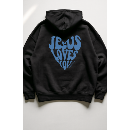 Moletom Com Capuz Jesus Love You Azul