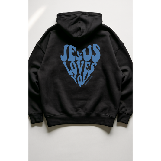 Moletom Com Capuz Jesus Love You Azul