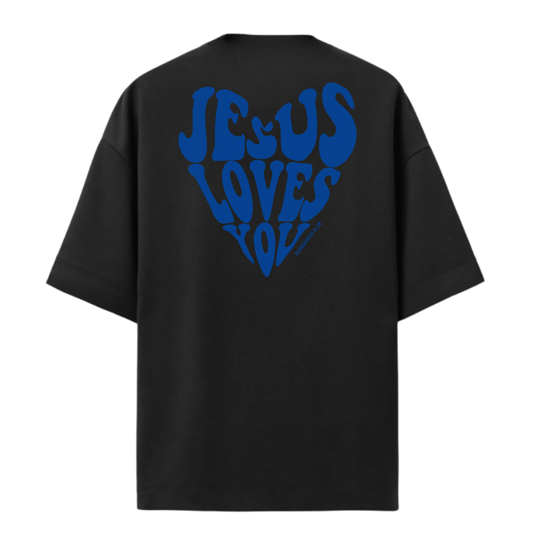 Camiseta Oversized Jesus Love You Azul