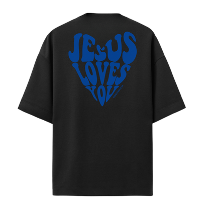 Camiseta Oversized Jesus Love You Azul