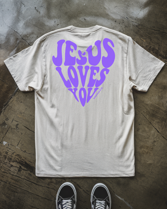 Camiseta Jesus Loves You Roxa