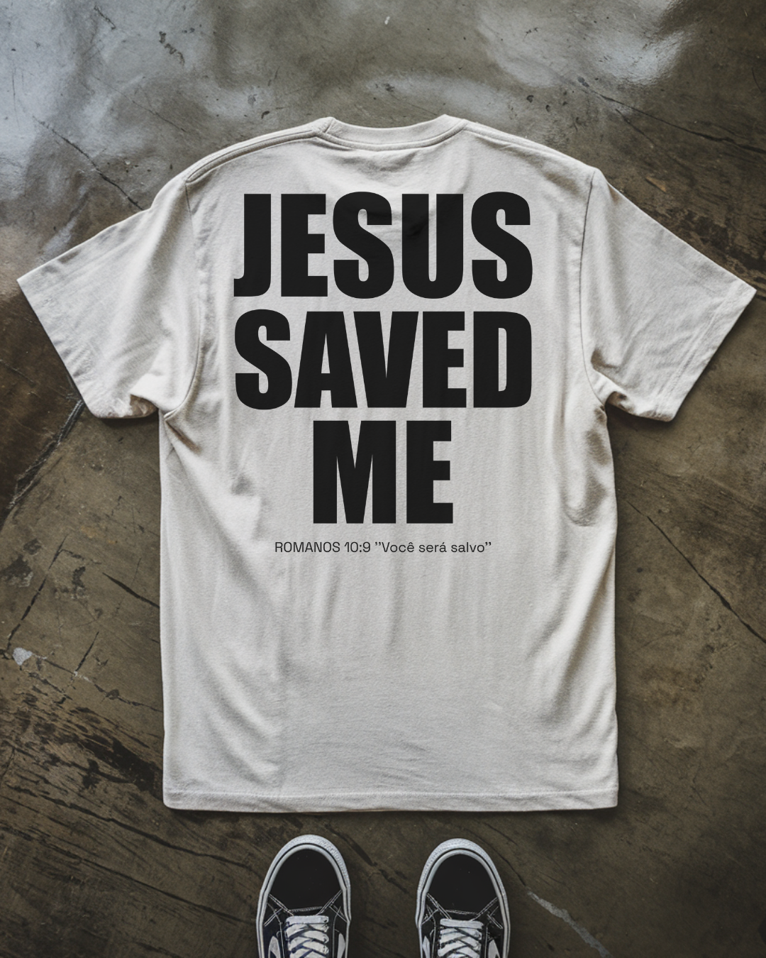 Camiseta Oversized Jesus Saved Me Preto/Branco