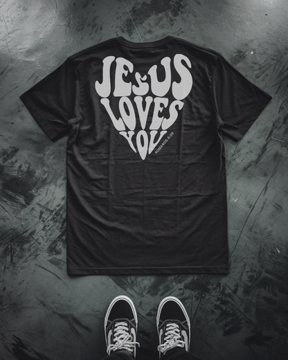 Camiseta Oversized Jesus Love You Branco/Preto