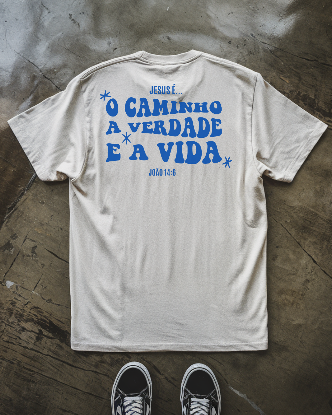 Camiseta Oversized Jesus é o caminho Azul