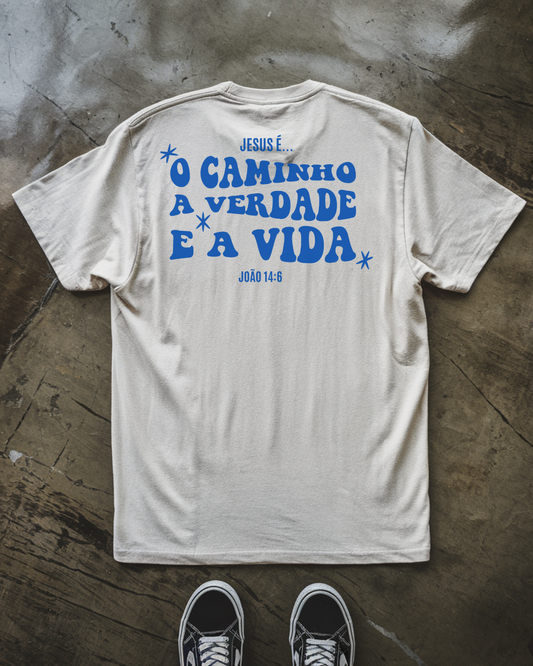 Camiseta Oversized Jesus é o caminho Azul