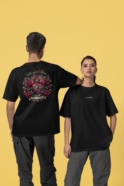 Camiseta Oversized Mary's Heart Preta