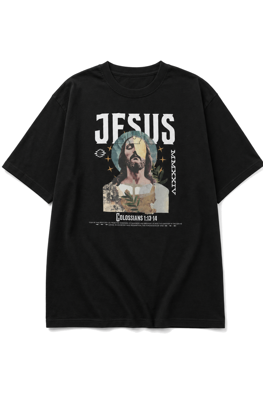 Camiseta Oversized Colossians 1:13-14 Preta
