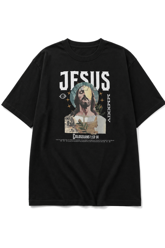 Camiseta Oversized Colossians 1:13-14 Preta