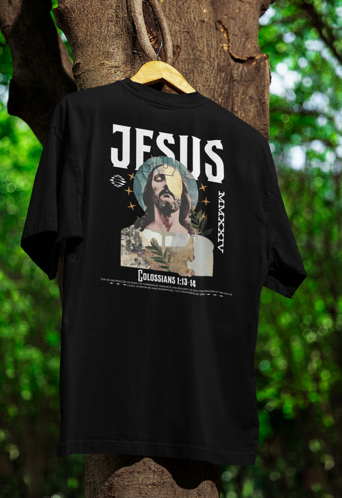 Camiseta Oversized Colossians 1:13-14 Preta