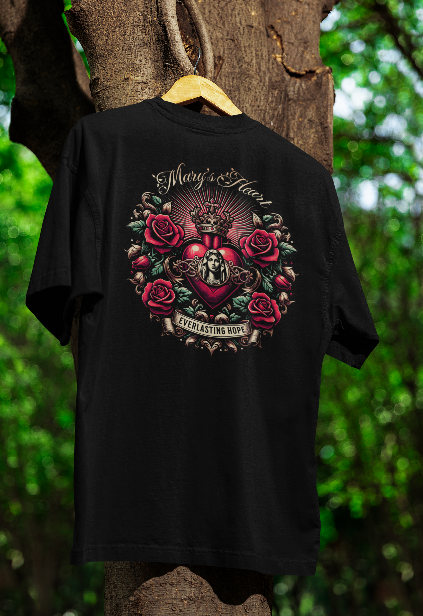 Camiseta Oversized Mary's Heart Preta