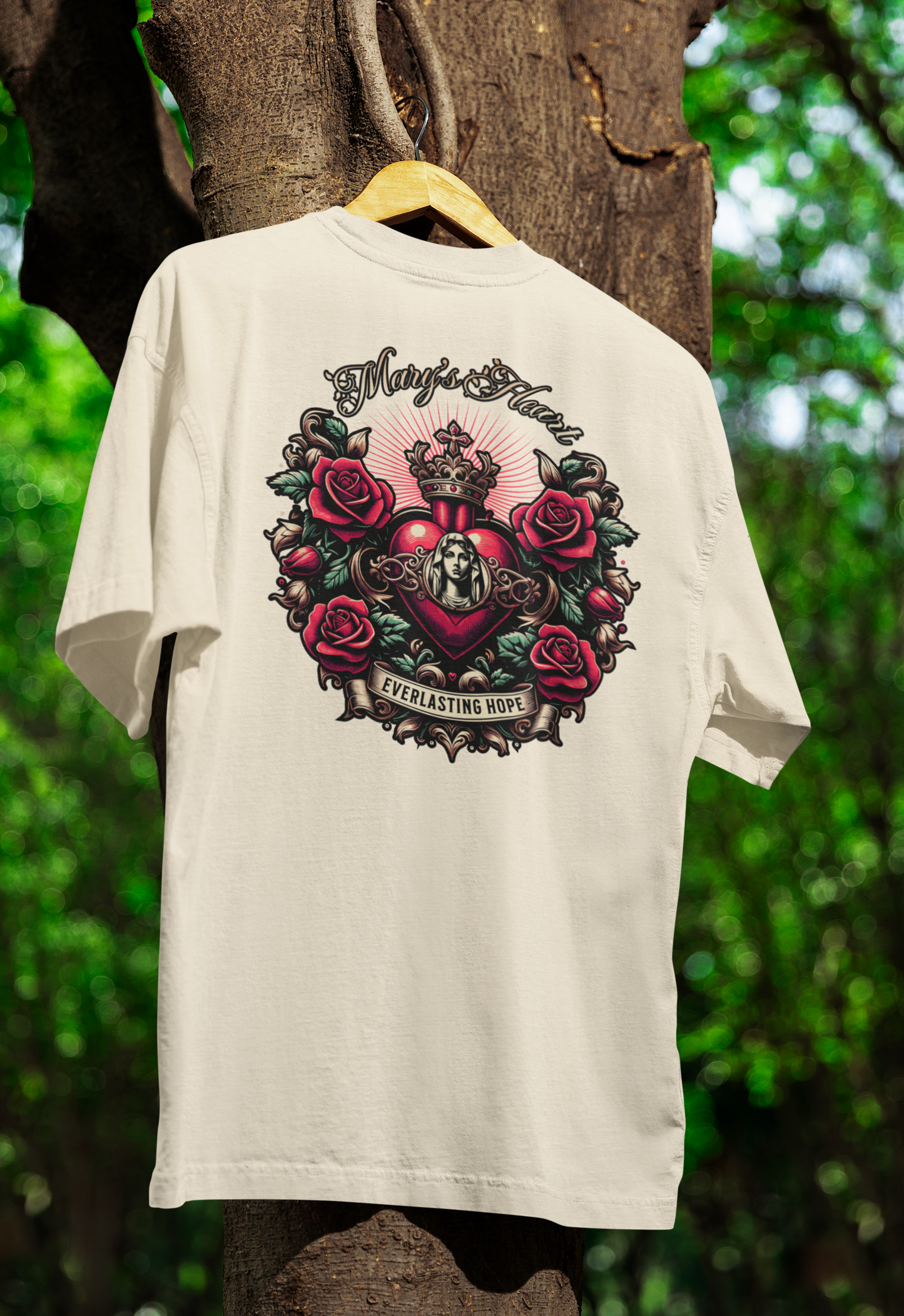 Camiseta Oversized Mary's Heart Off-White